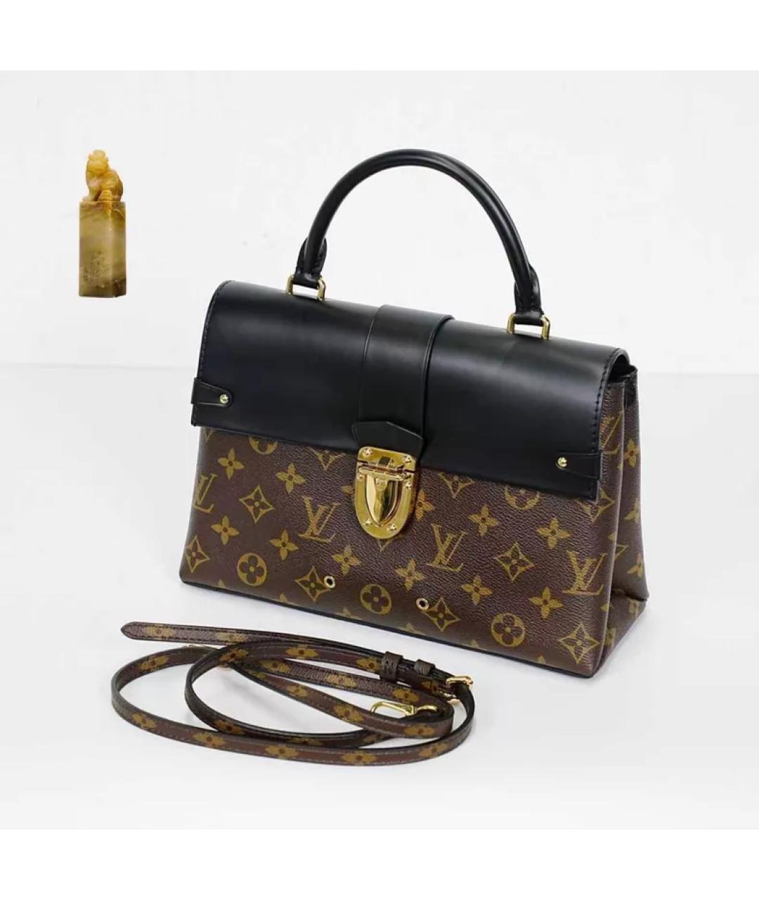 LOUIS VUITTON Черная кожаная сумка с короткими ручками, фото 9