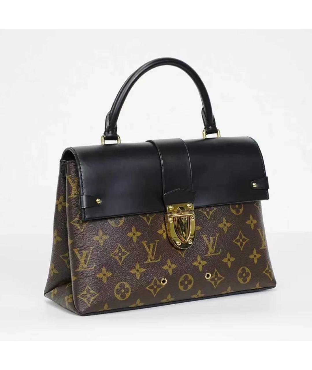 LOUIS VUITTON Черная кожаная сумка с короткими ручками, фото 5