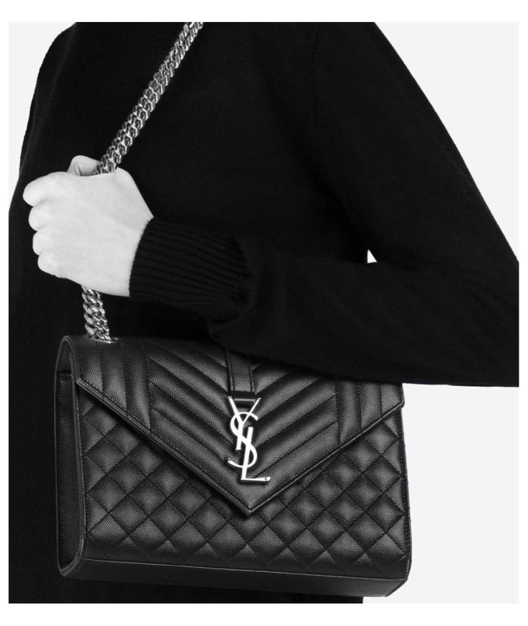 SAINT LAURENT Черная кожаная сумка через плечо, фото 7