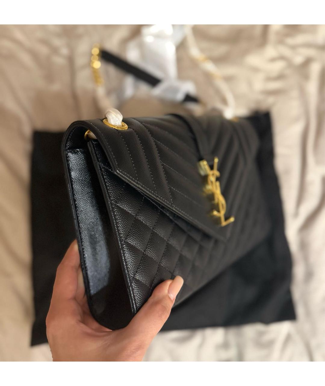 SAINT LAURENT Черная кожаная сумка через плечо, фото 3