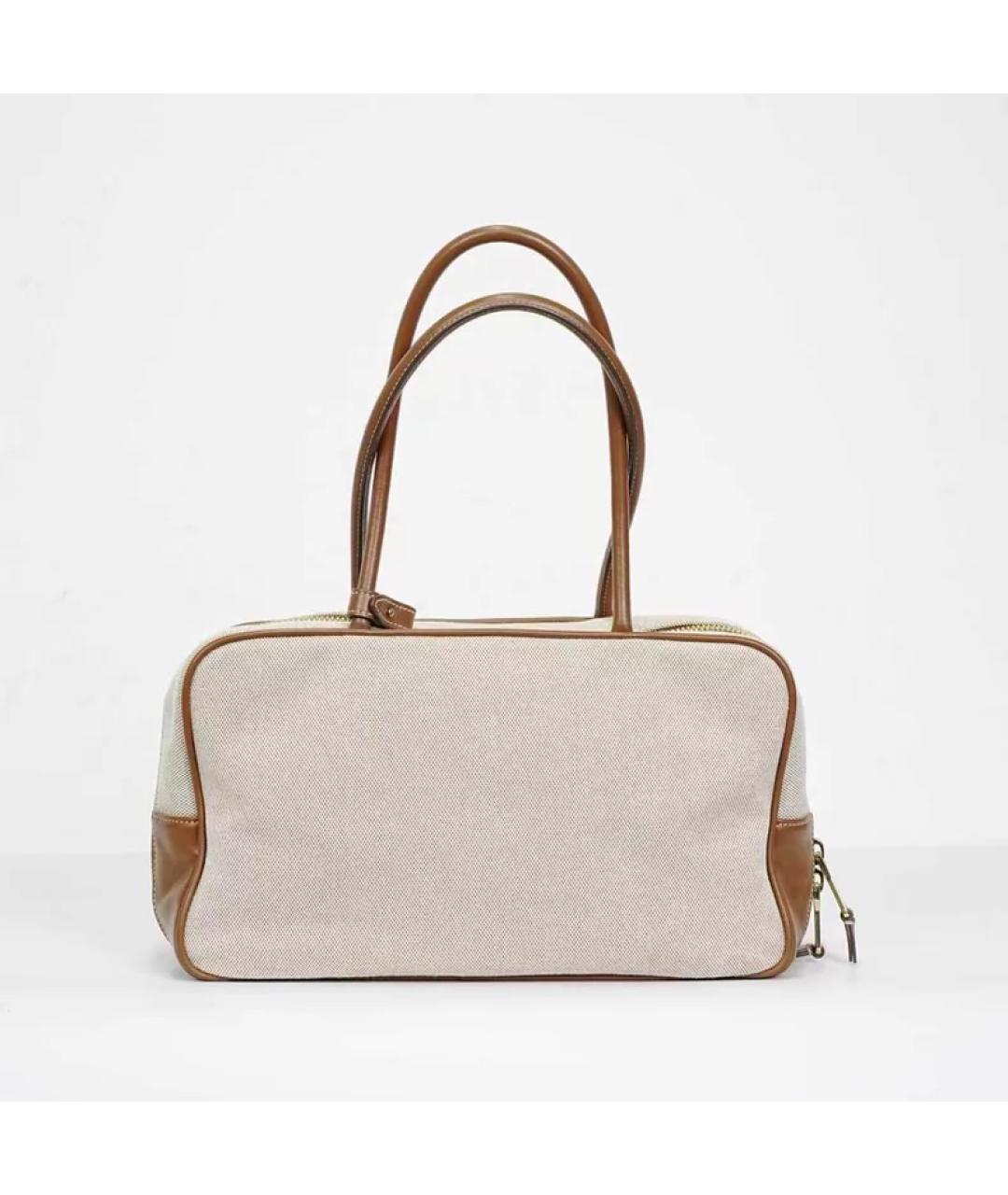 MIU MIU Бежевая кожаная сумка с короткими ручками, фото 6