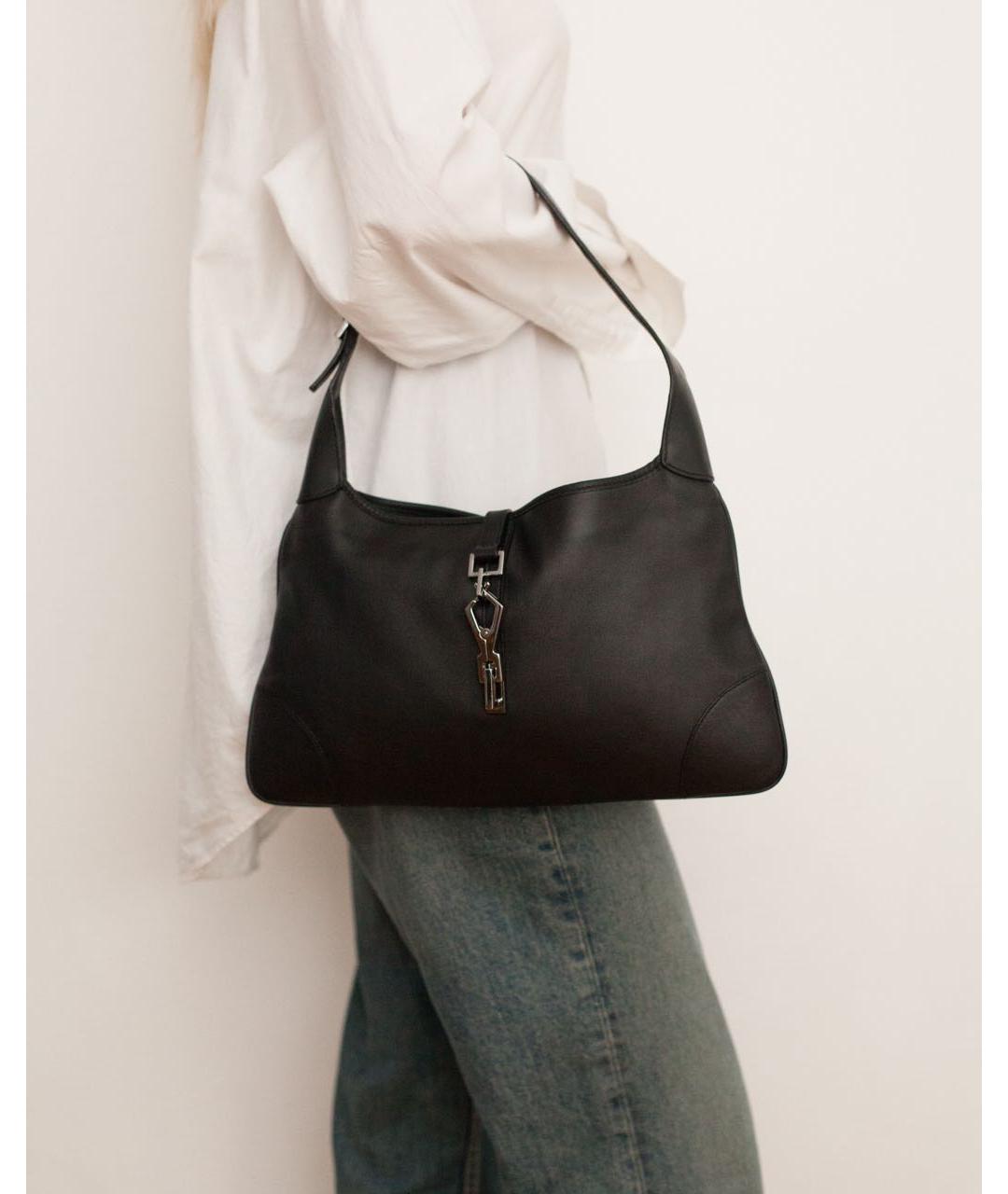 GUCCI Черная кожаная сумка с короткими ручками, фото 3