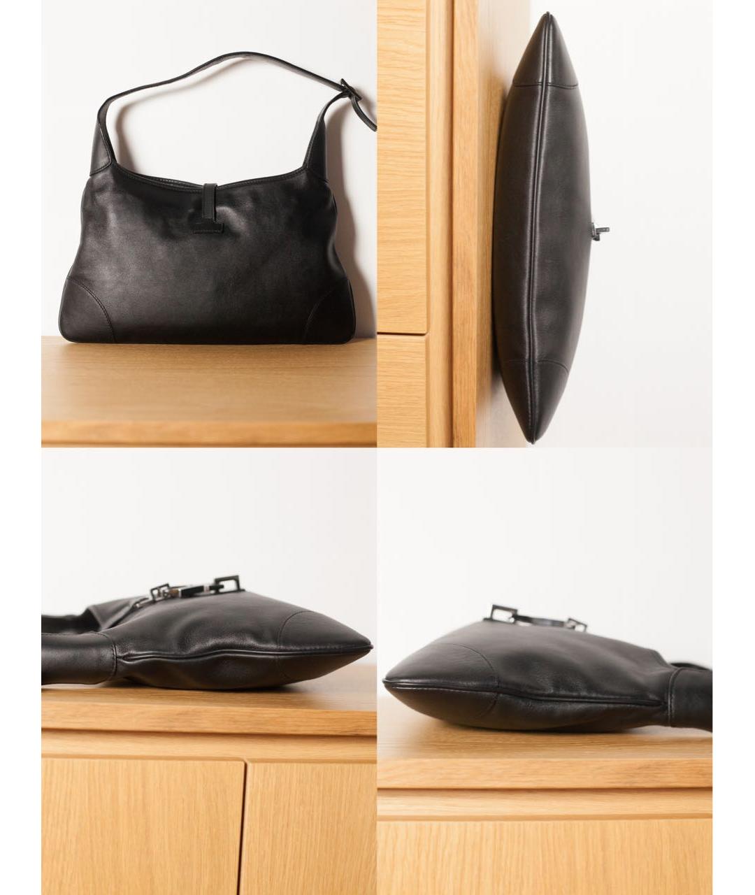 GUCCI Черная кожаная сумка с короткими ручками, фото 5