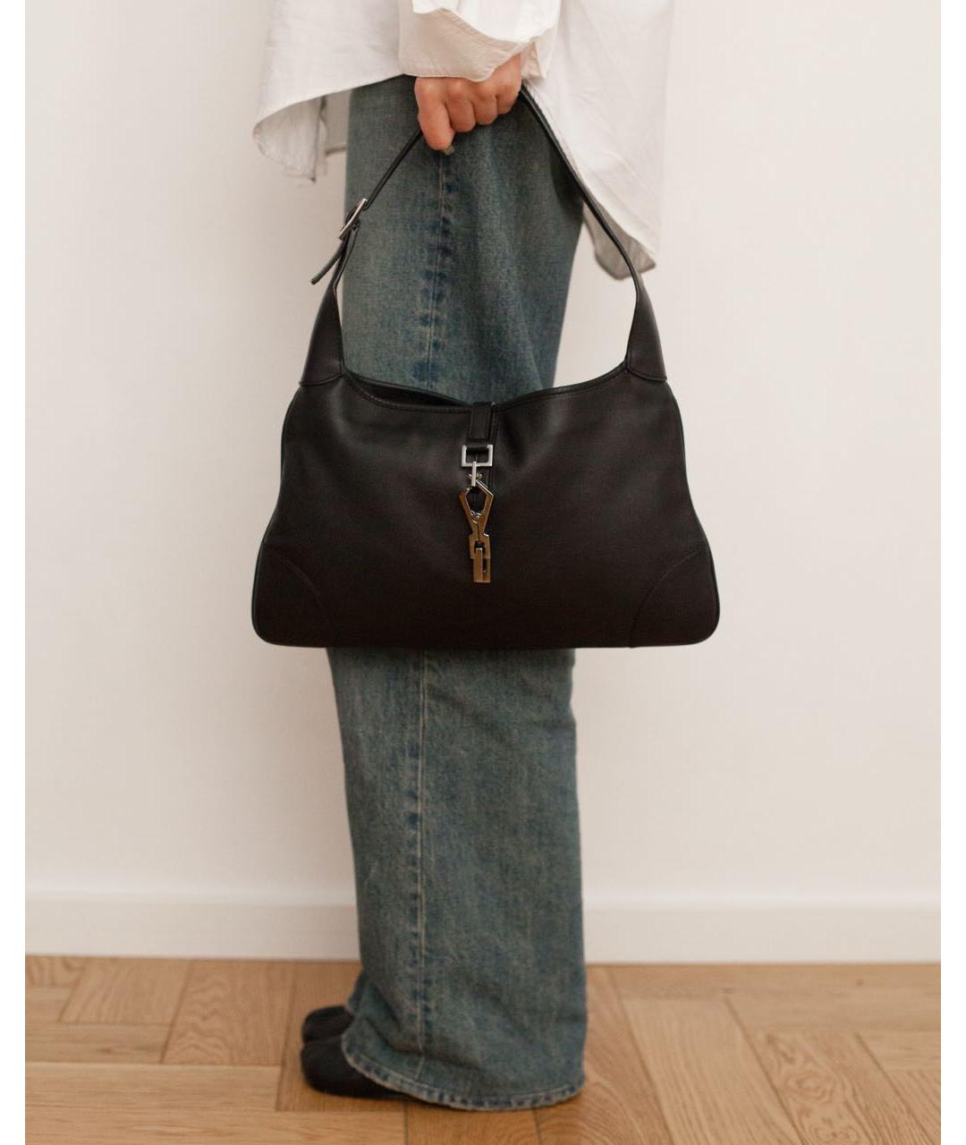 GUCCI Черная кожаная сумка с короткими ручками, фото 4