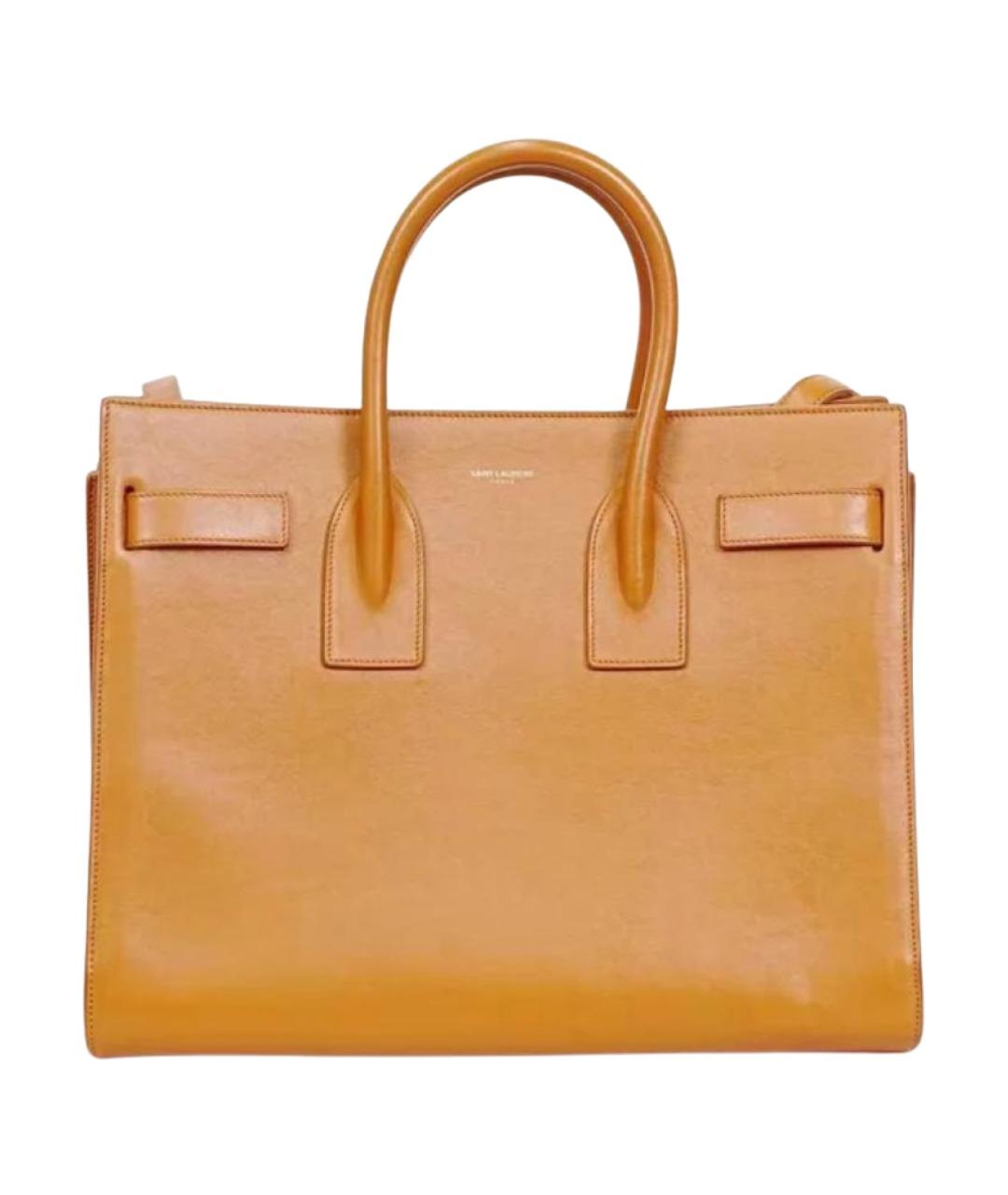 SAINT LAURENT Оранжевая кожаная сумка тоут, фото 1