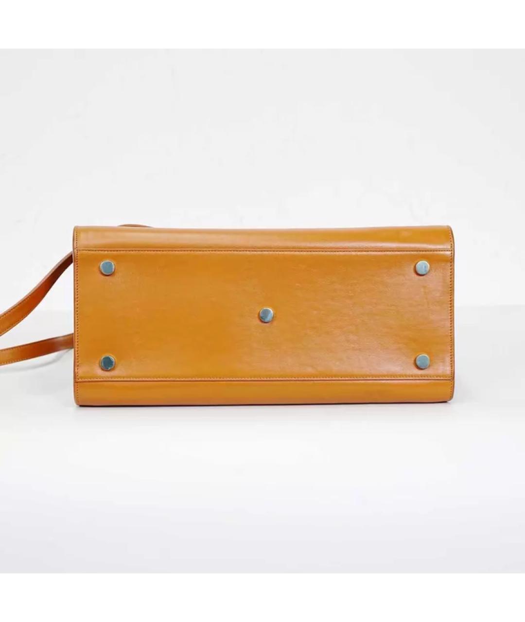 SAINT LAURENT Оранжевая кожаная сумка тоут, фото 3