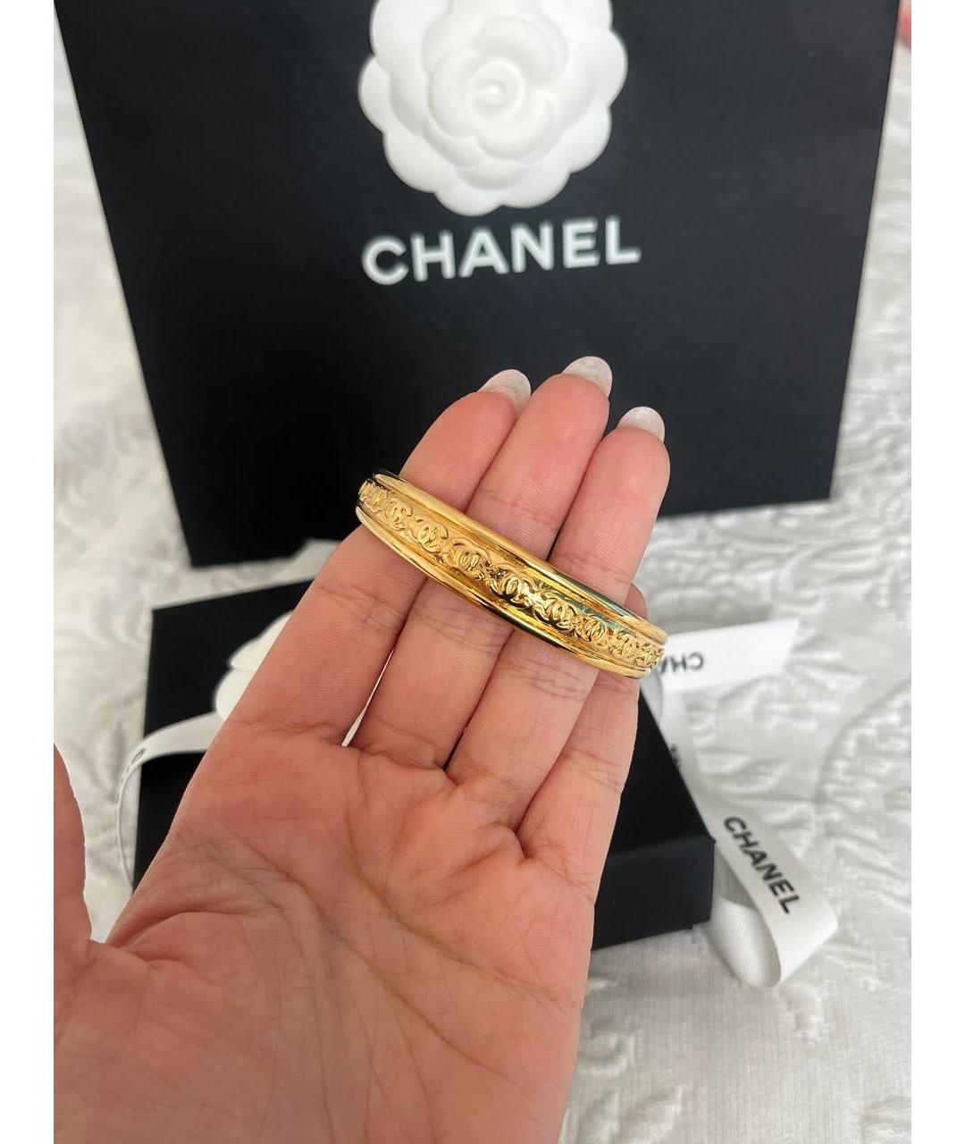 CHANEL Золотой металлический браслет, фото 3
