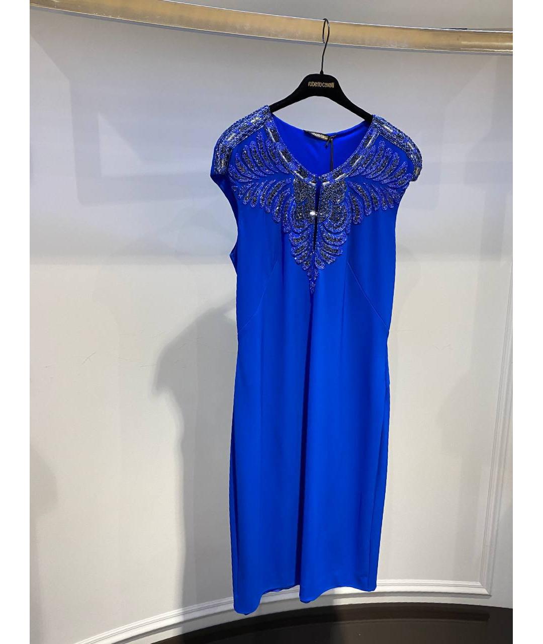 ROBERTO CAVALLI Синее вискозное платье, фото 2