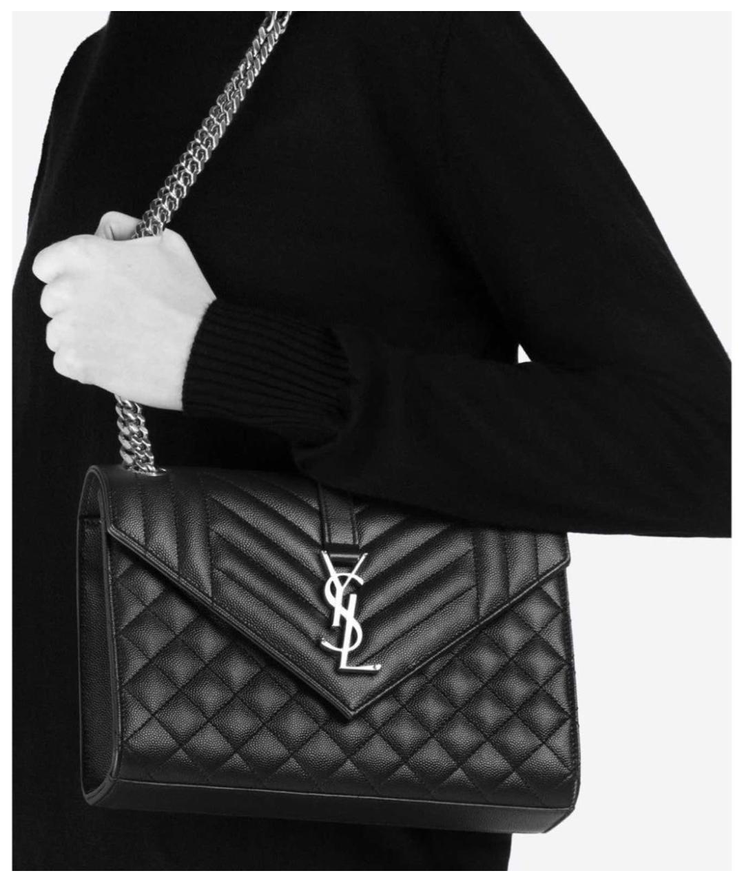 SAINT LAURENT Черная кожаная сумка через плечо, фото 7