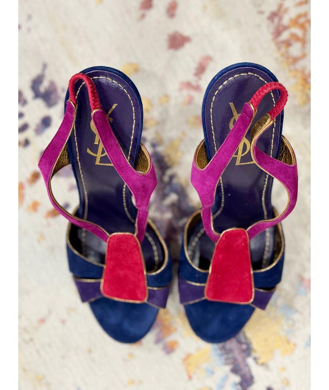 SAINT LAURENT Мульти нубуковые туфли, фото 7