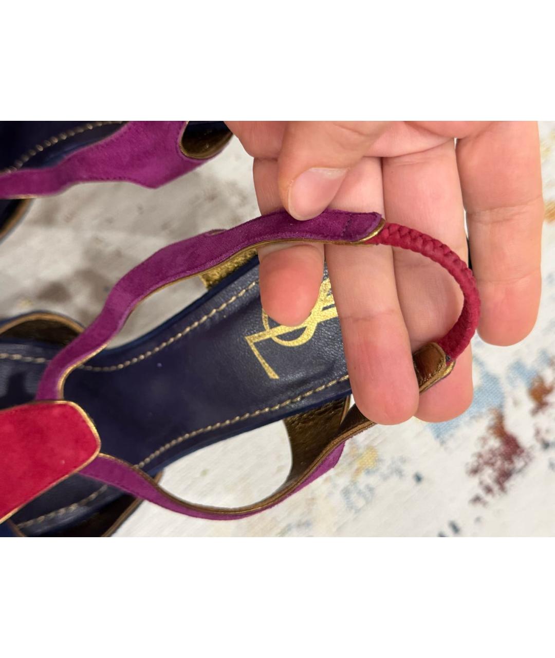 SAINT LAURENT Мульти нубуковые туфли, фото 6