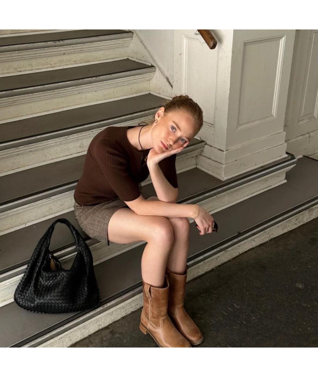 BOTTEGA VENETA Коричневая кожаная сумка через плечо, фото 3