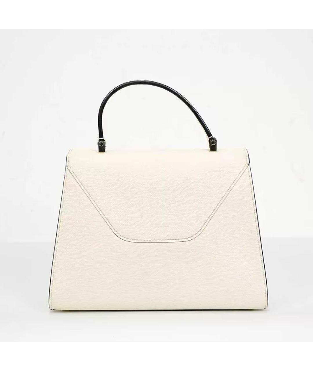 VALEXTRA Белая кожаная сумка с короткими ручками, фото 5