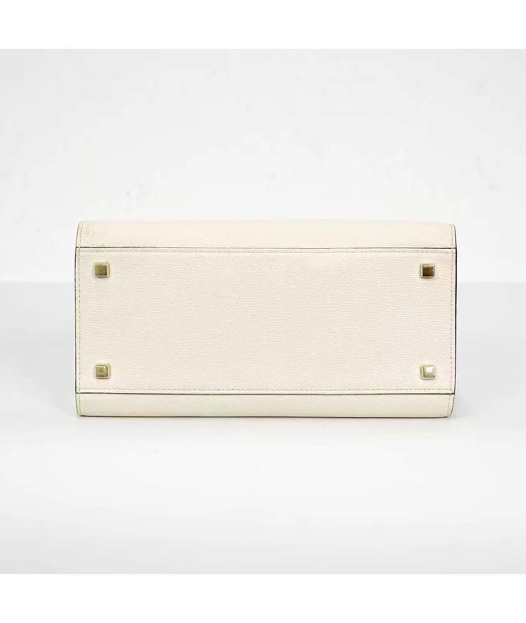 VALEXTRA Белая кожаная сумка с короткими ручками, фото 7