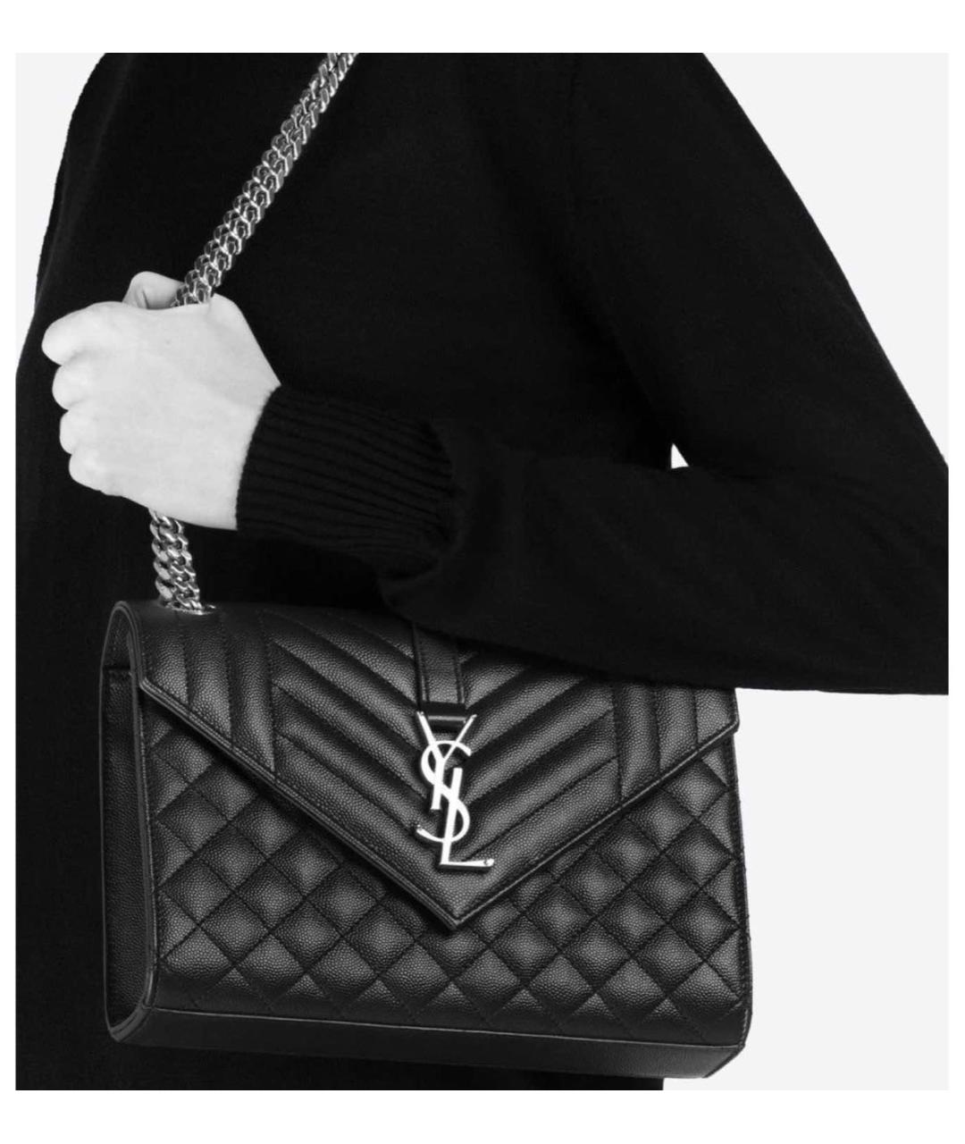 SAINT LAURENT Черная кожаная сумка через плечо, фото 7