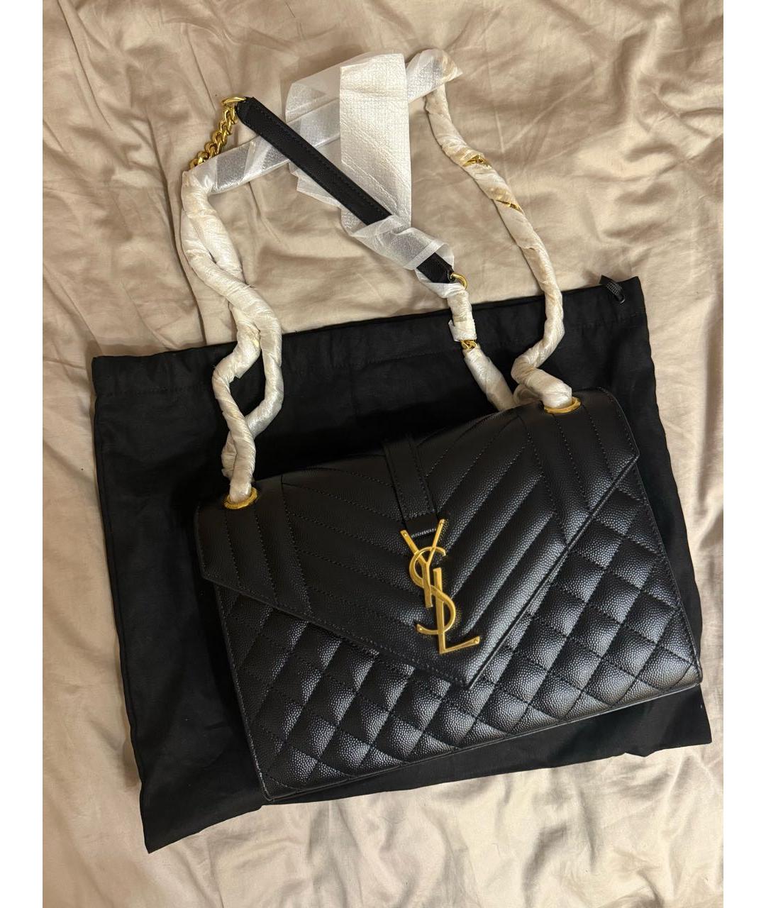 SAINT LAURENT Черная кожаная сумка через плечо, фото 2