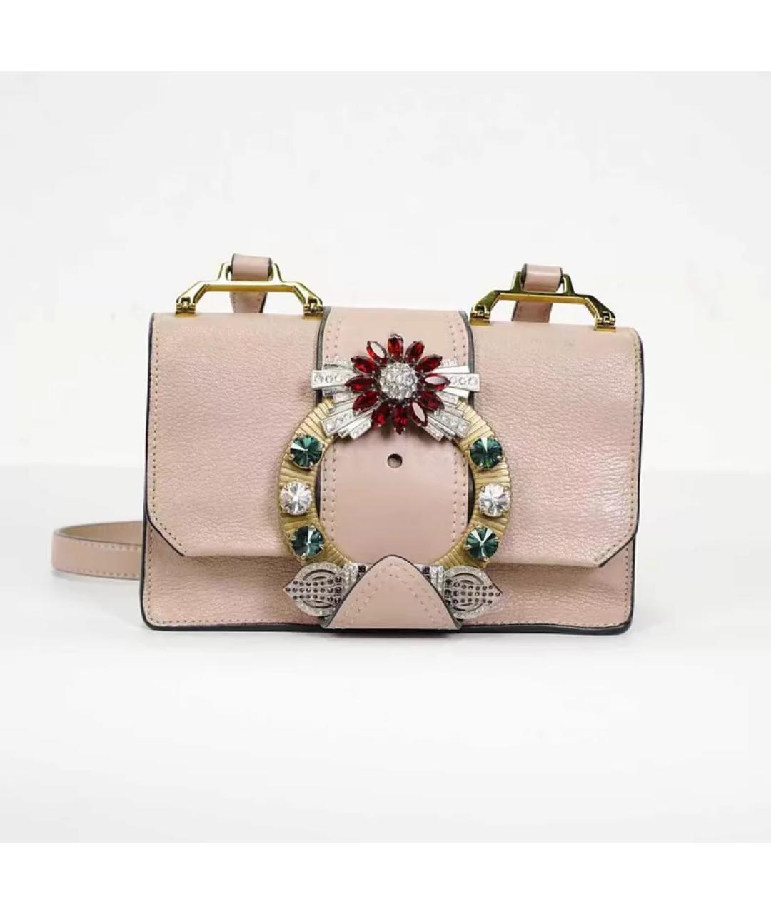 MIU MIU Бежевая кожаная сумка через плечо, фото 10