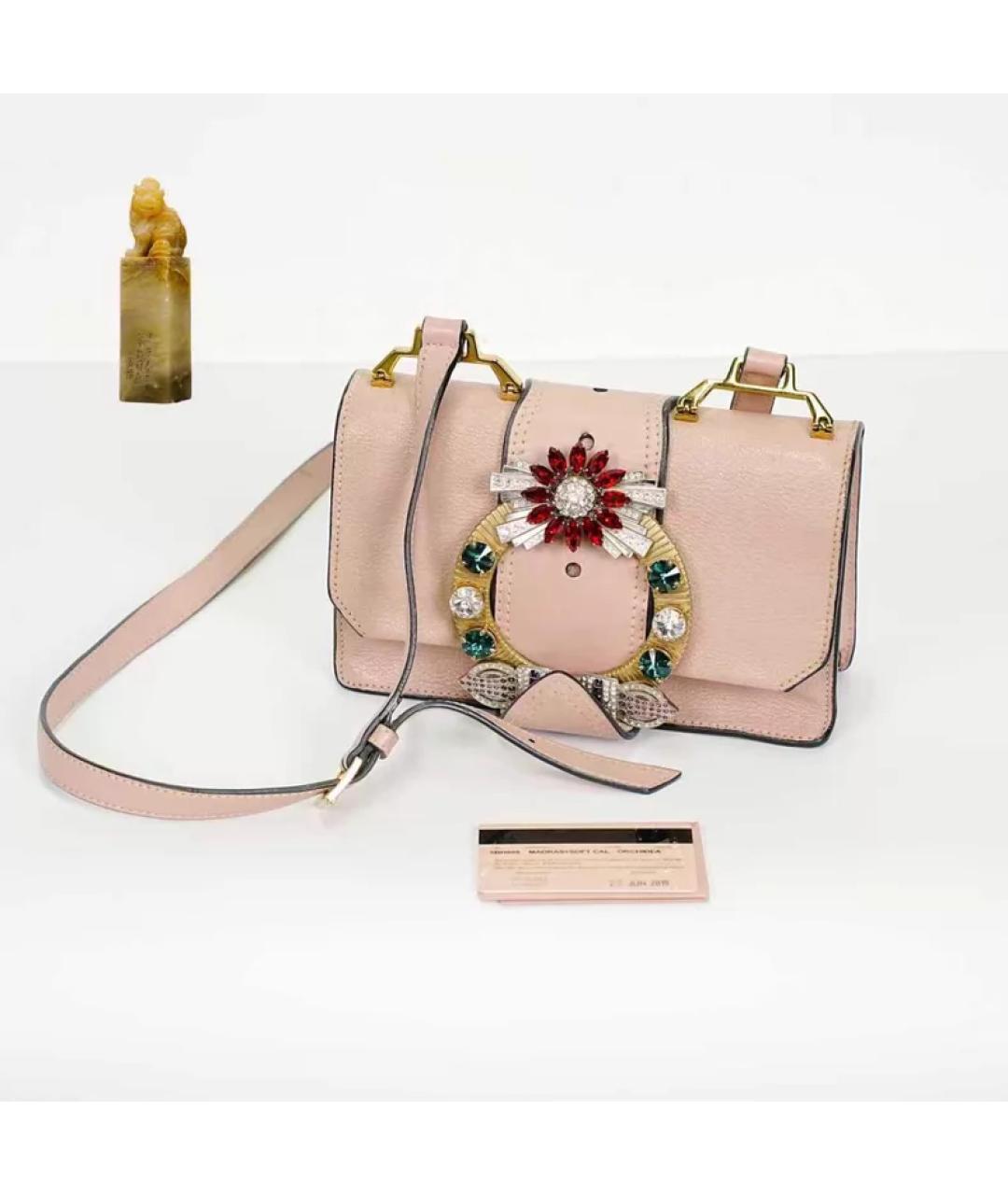 MIU MIU Бежевая кожаная сумка через плечо, фото 9