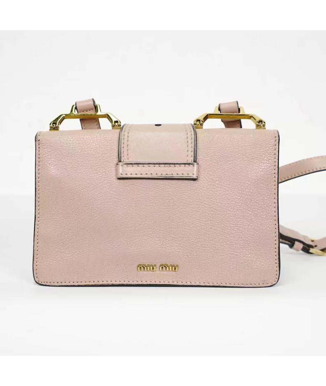 MIU MIU Бежевая кожаная сумка через плечо, фото 5