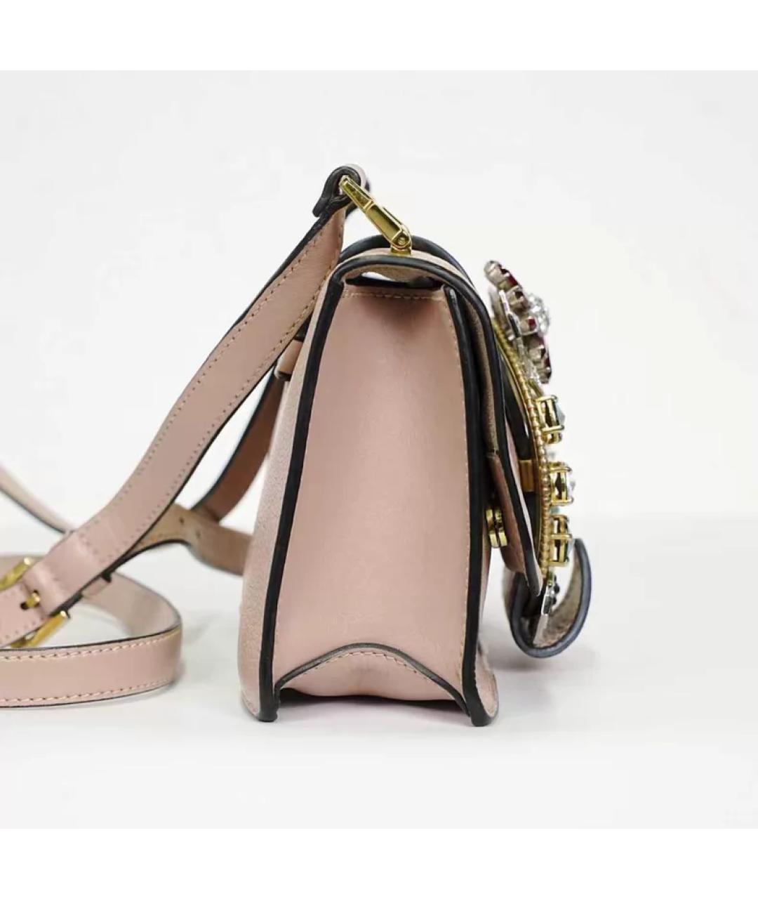 MIU MIU Бежевая кожаная сумка через плечо, фото 3