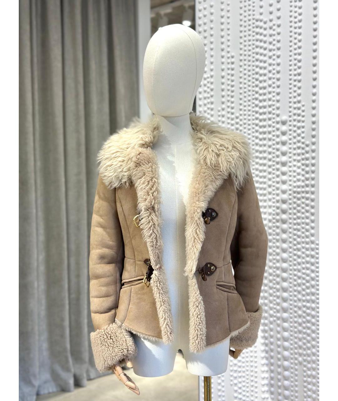 MIU MIU Бежевая замшевая дубленка, фото 2