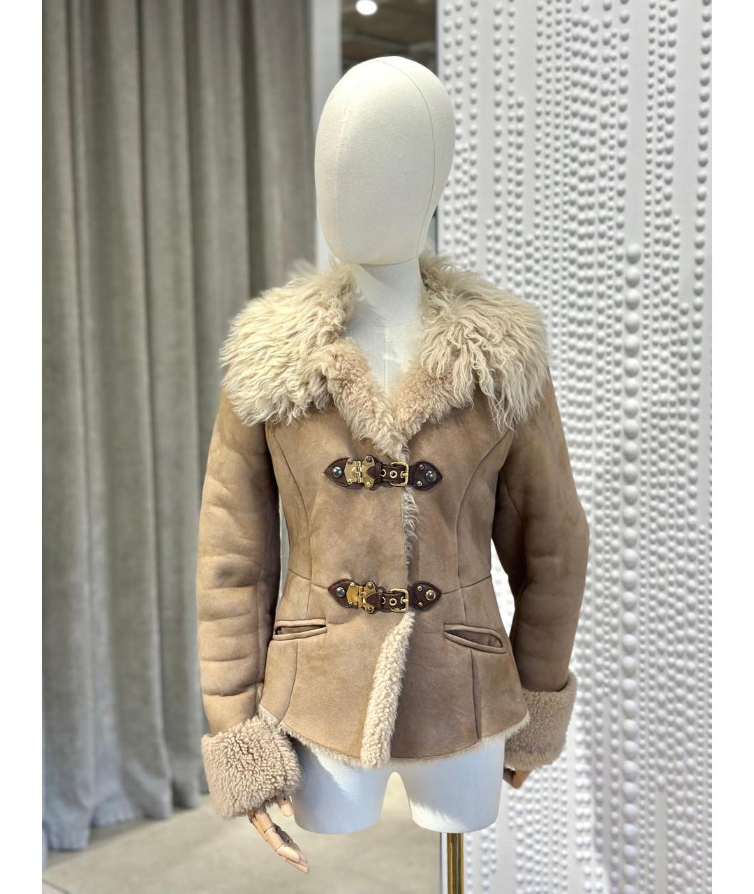 MIU MIU Бежевая замшевая дубленка, фото 3