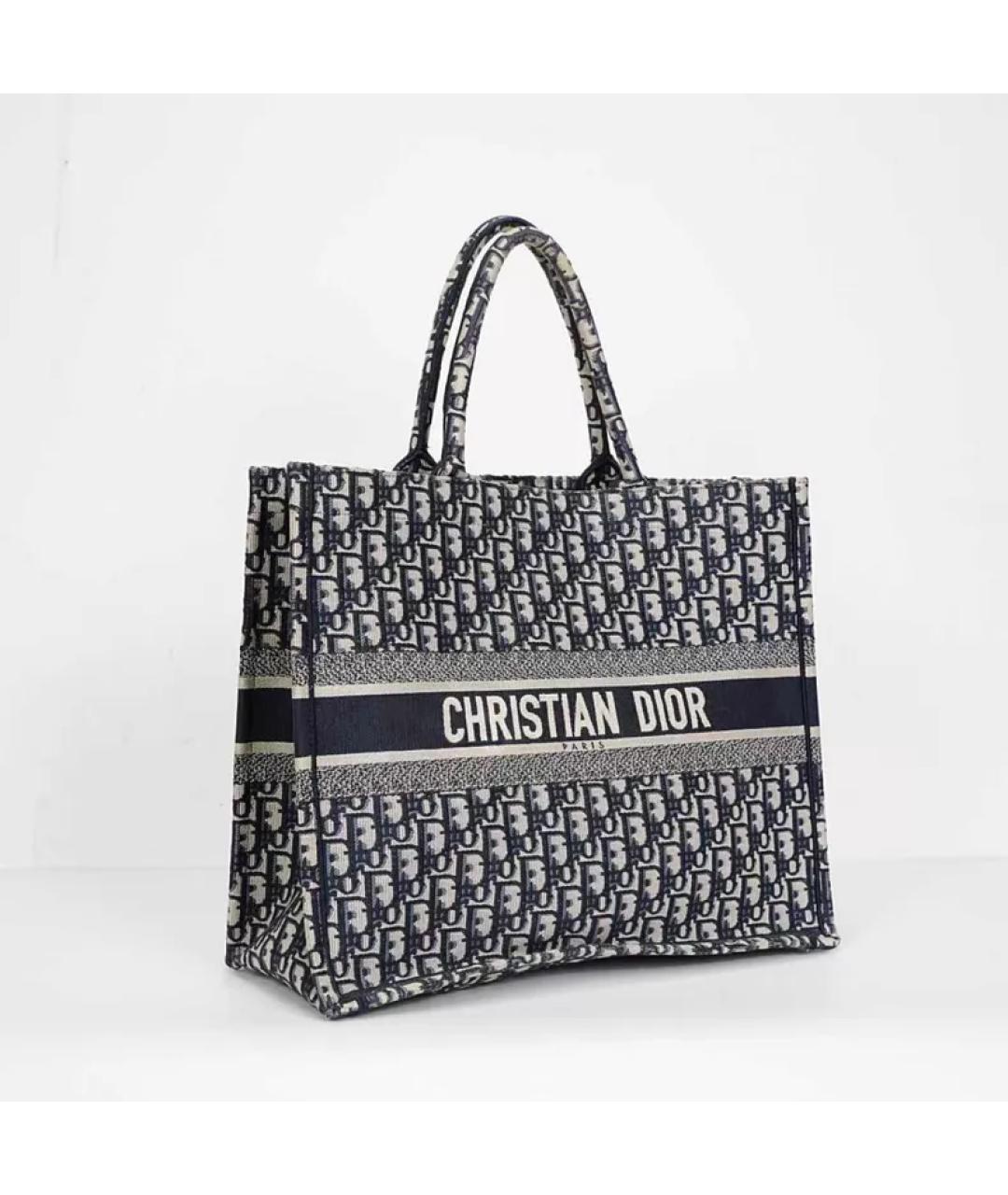 CHRISTIAN DIOR Темно-синяя тканевая сумка с короткими ручками, фото 3