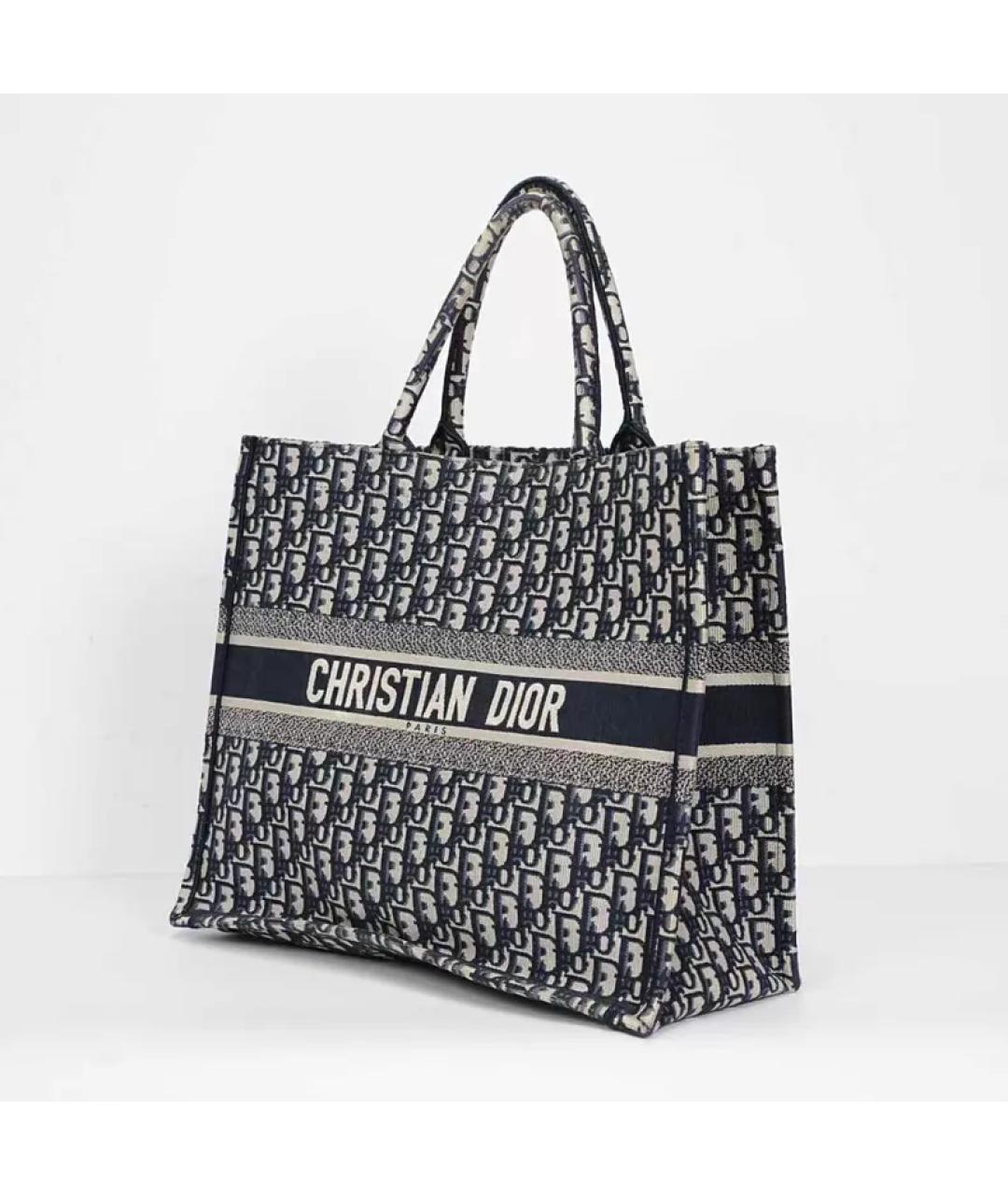 CHRISTIAN DIOR Темно-синяя тканевая сумка с короткими ручками, фото 2