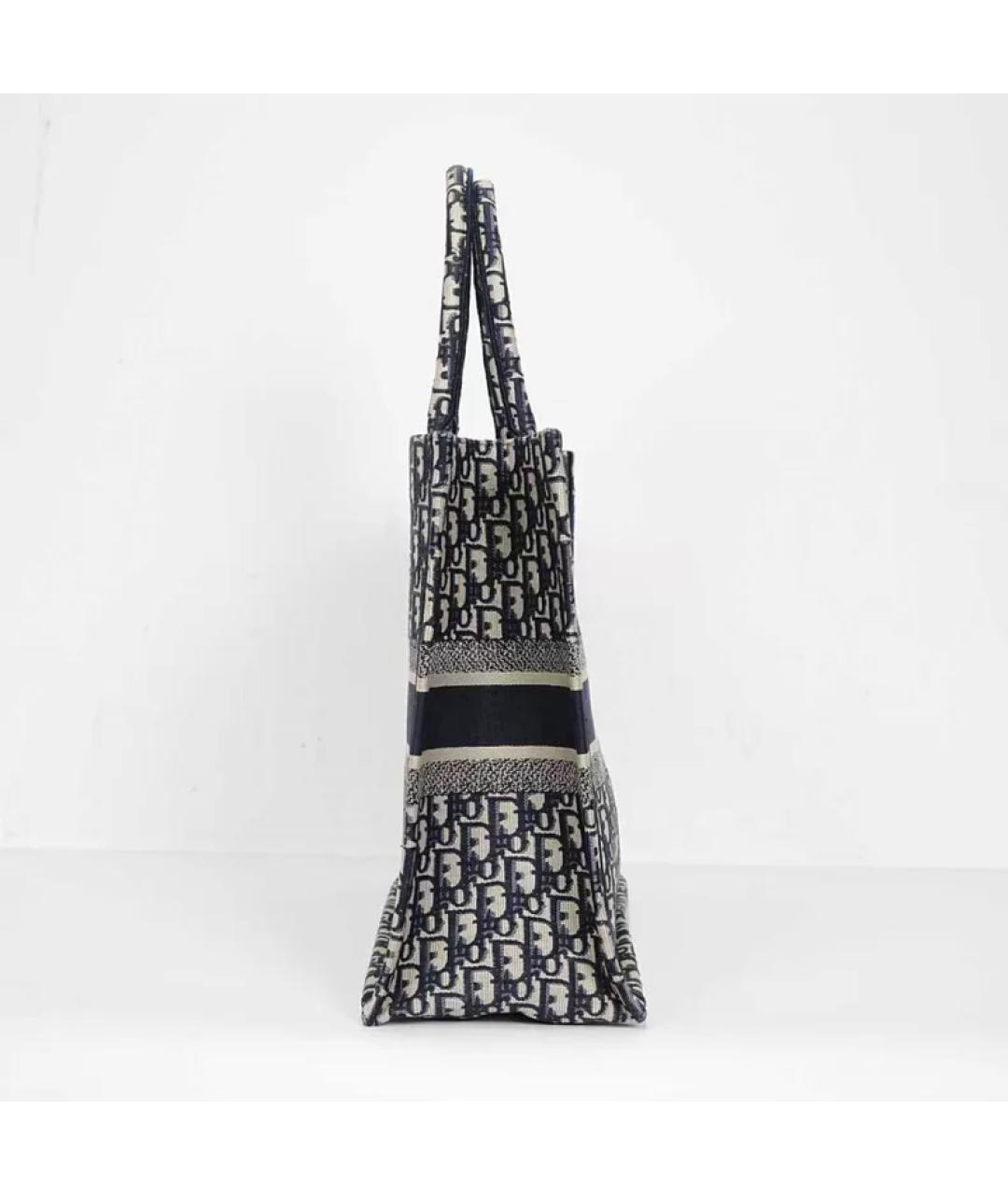 CHRISTIAN DIOR Темно-синяя тканевая сумка с короткими ручками, фото 4