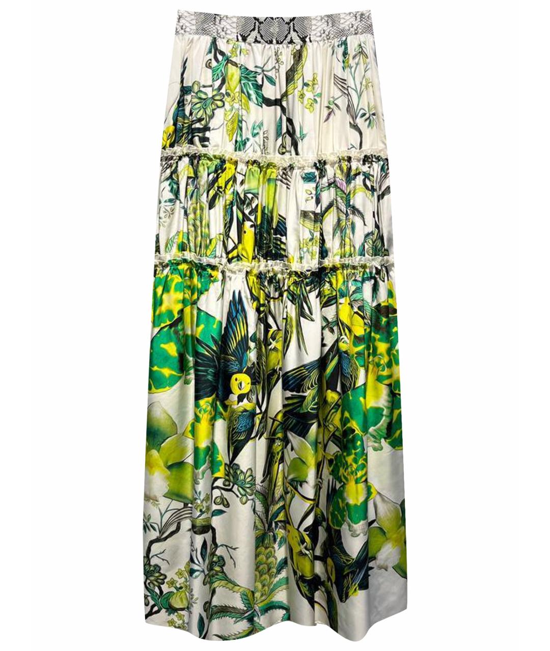 ROBERTO CAVALLI Зеленая шелковая юбка макси, фото 1