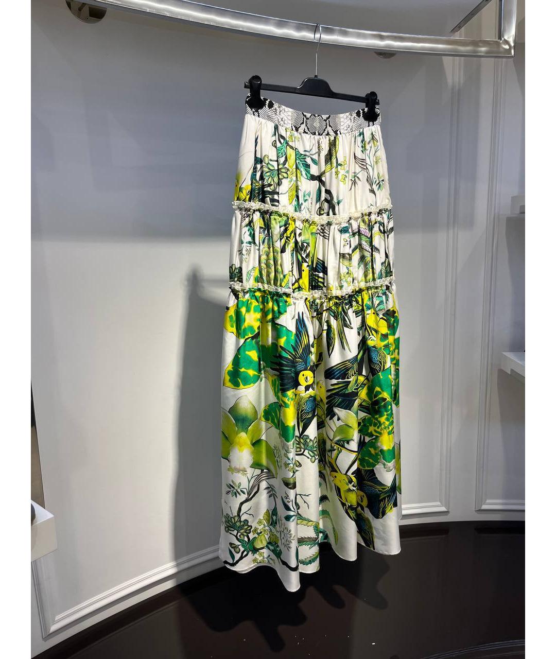 ROBERTO CAVALLI Зеленая шелковая юбка макси, фото 2