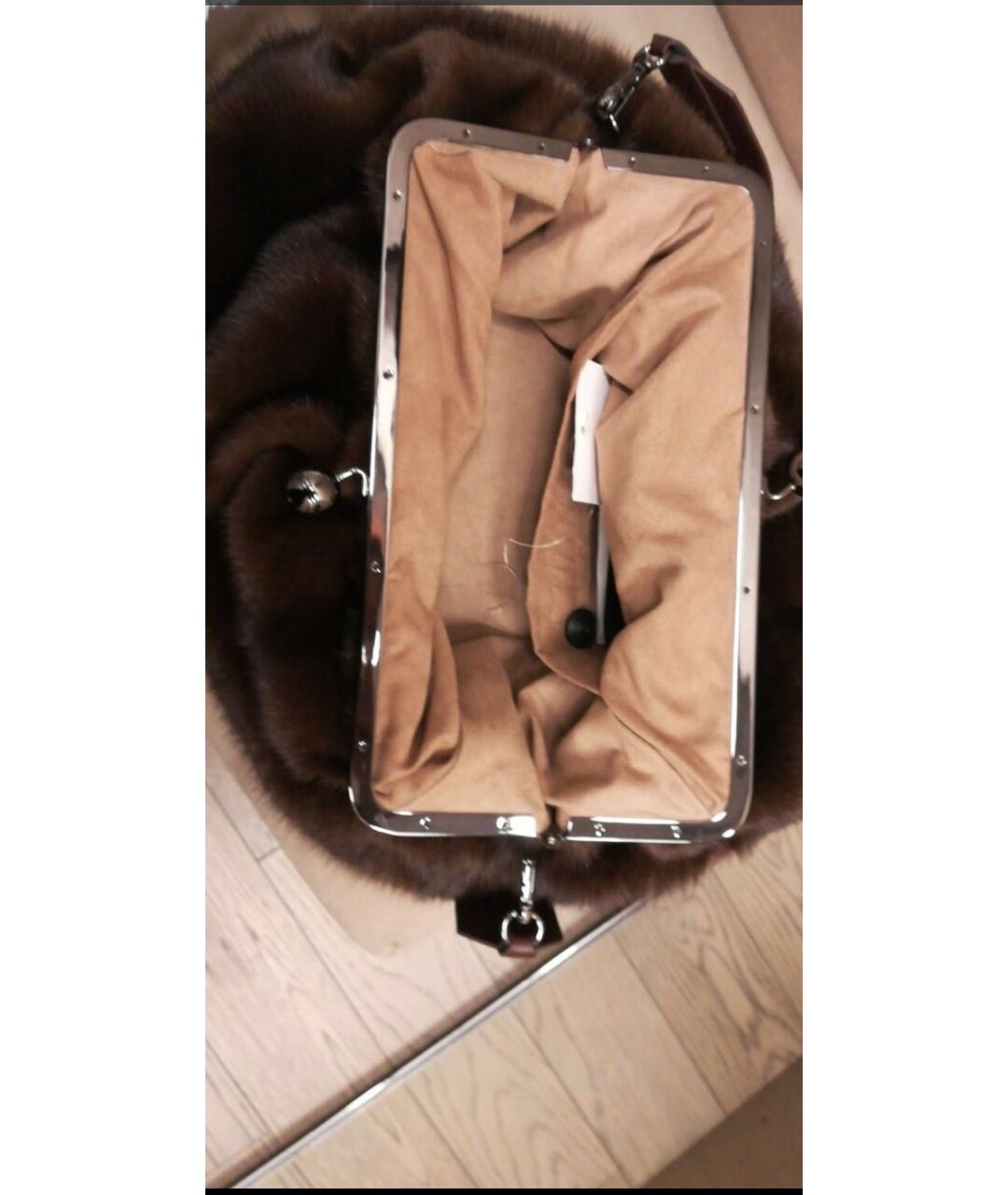 MAX MARA Коричневая меховая сумка тоут, фото 4