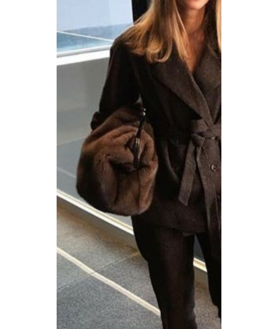 MAX MARA Коричневая меховая сумка тоут, фото 2