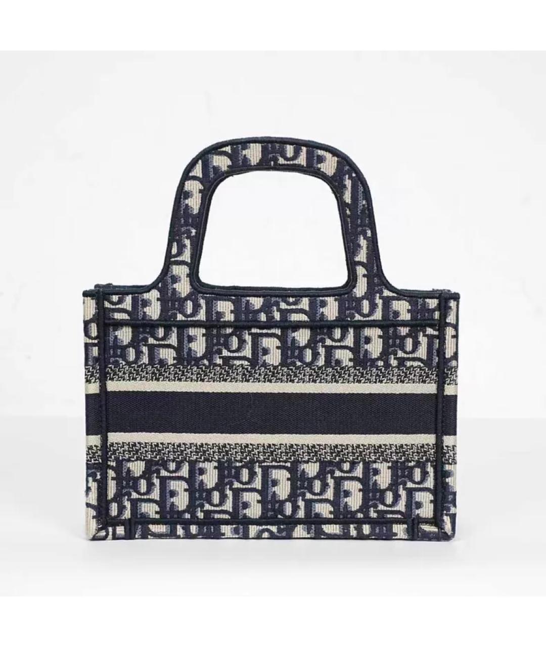 CHRISTIAN DIOR Темно-синяя тканевая сумка с короткими ручками, фото 5