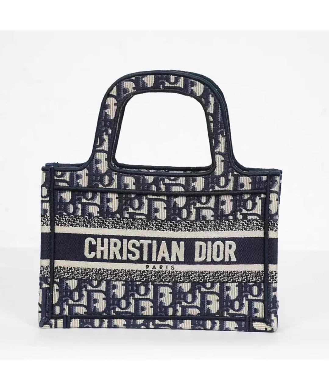 CHRISTIAN DIOR Темно-синяя тканевая сумка с короткими ручками, фото 10