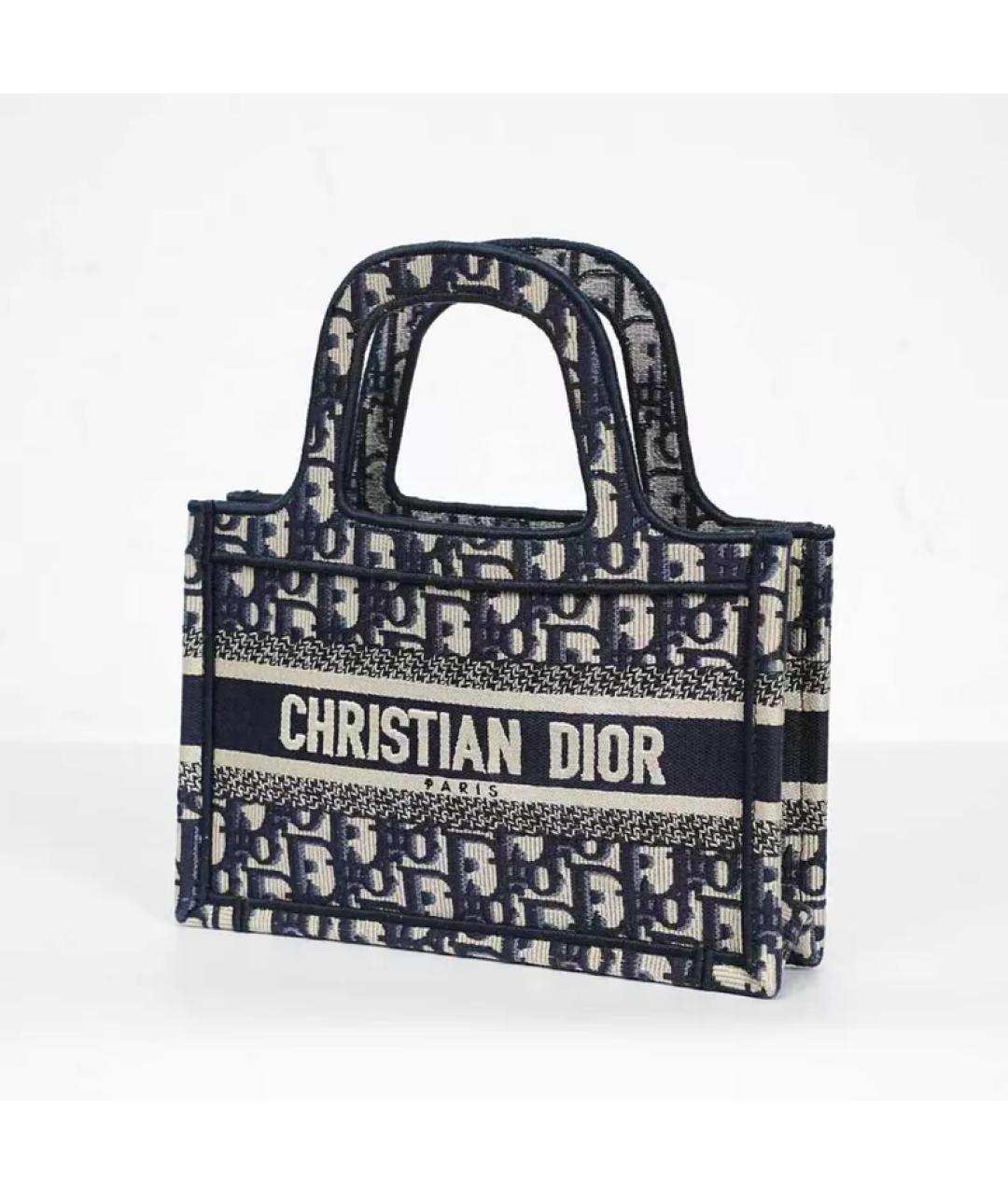 CHRISTIAN DIOR Темно-синяя тканевая сумка с короткими ручками, фото 2