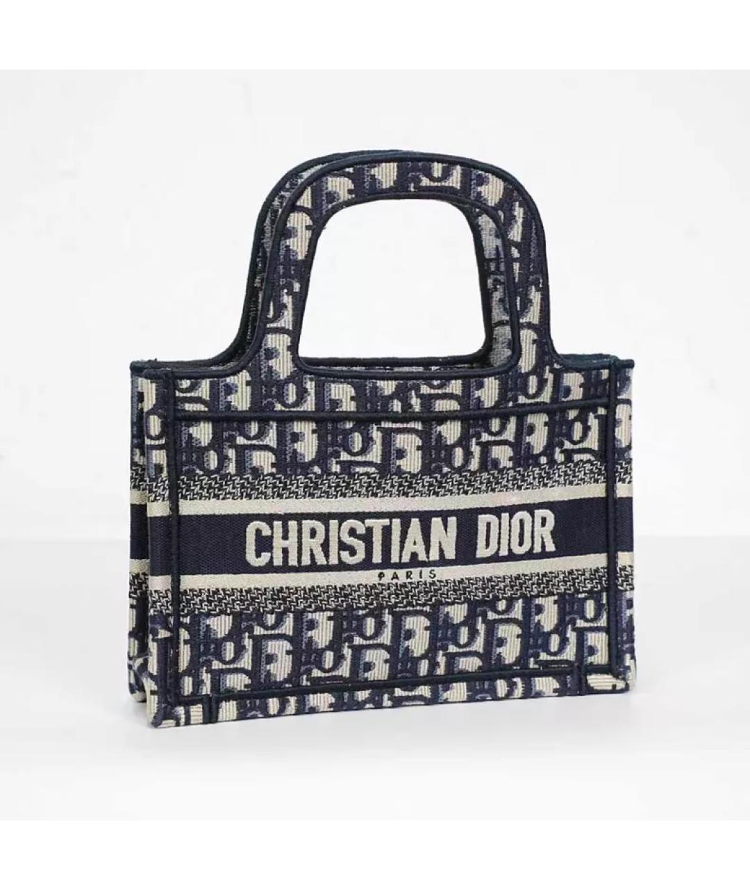 CHRISTIAN DIOR Темно-синяя тканевая сумка с короткими ручками, фото 3