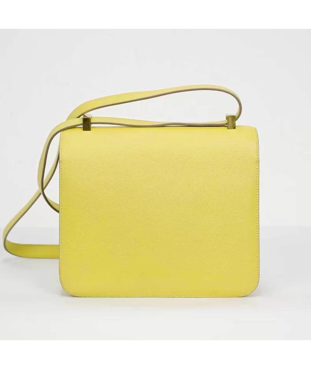HERMES Желтая кожаная сумка через плечо, фото 6