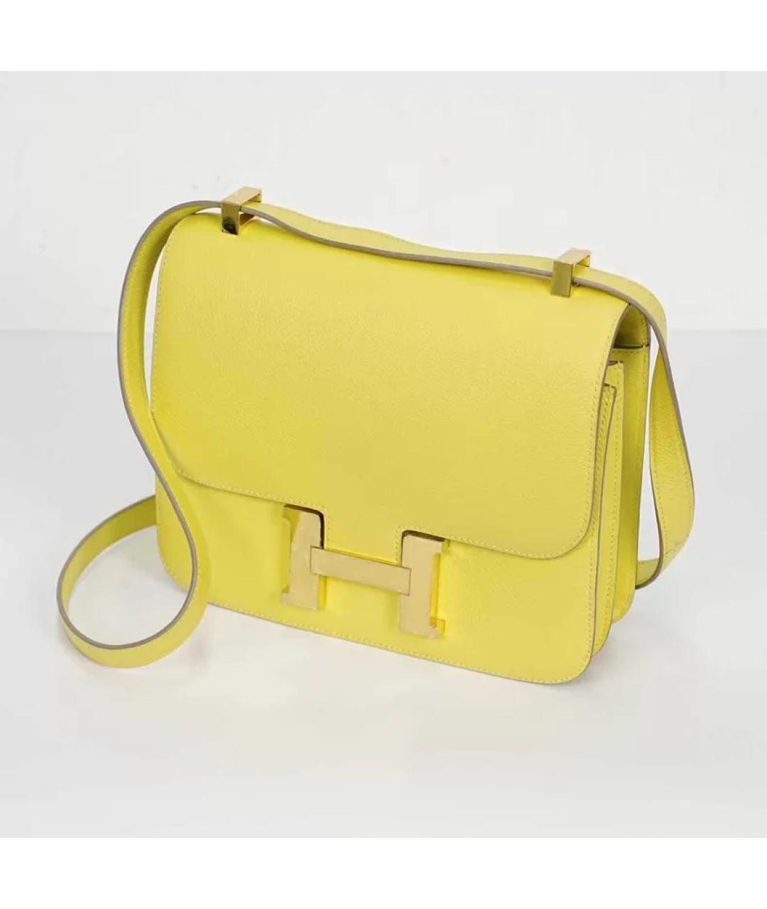 HERMES Желтая кожаная сумка через плечо, фото 2