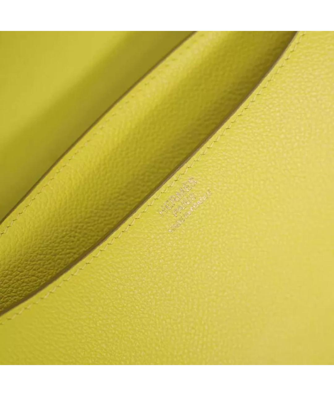 HERMES Желтая кожаная сумка через плечо, фото 8