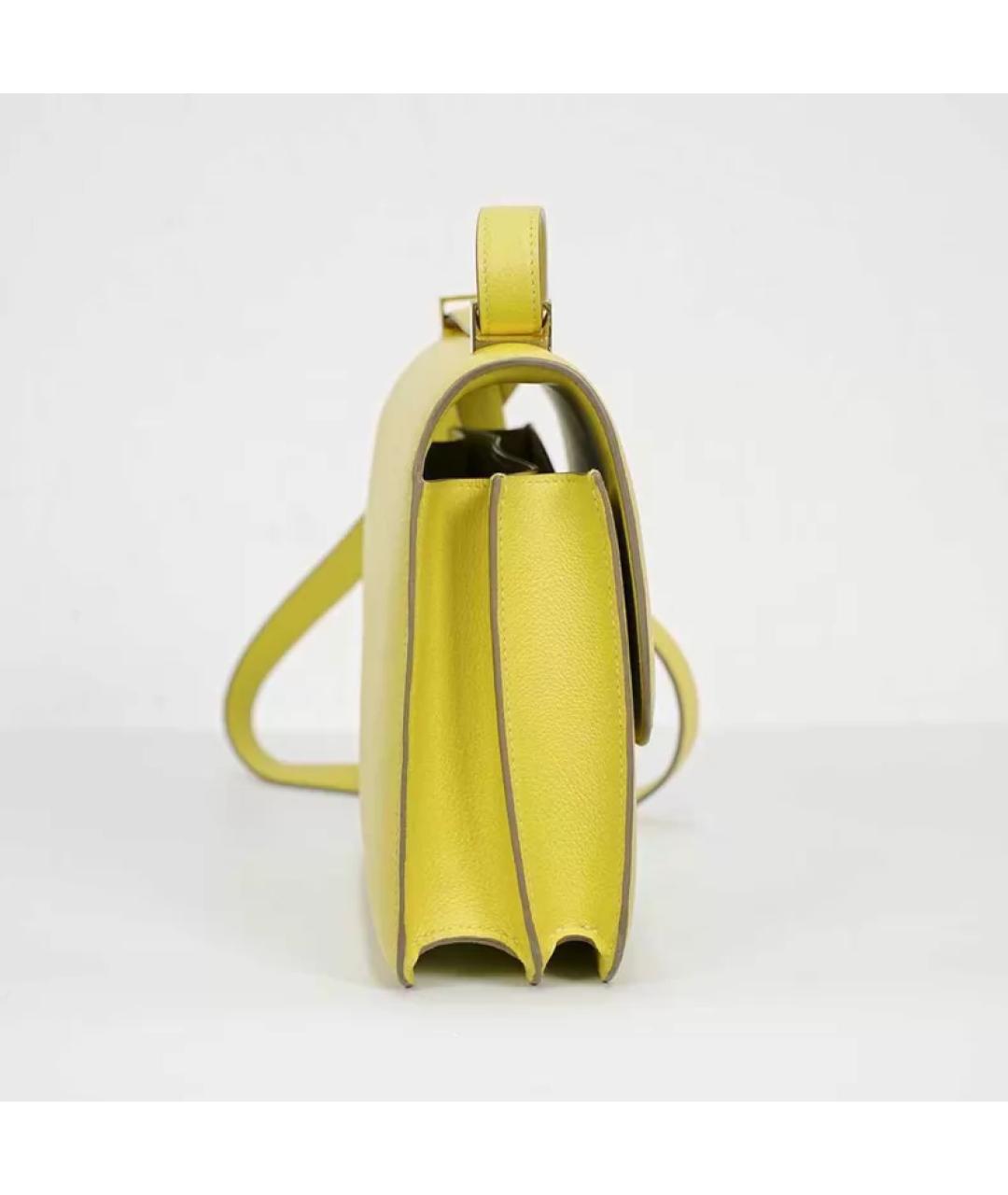 HERMES Желтая кожаная сумка через плечо, фото 4