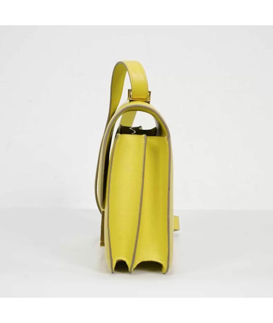 HERMES Желтая кожаная сумка через плечо, фото 5
