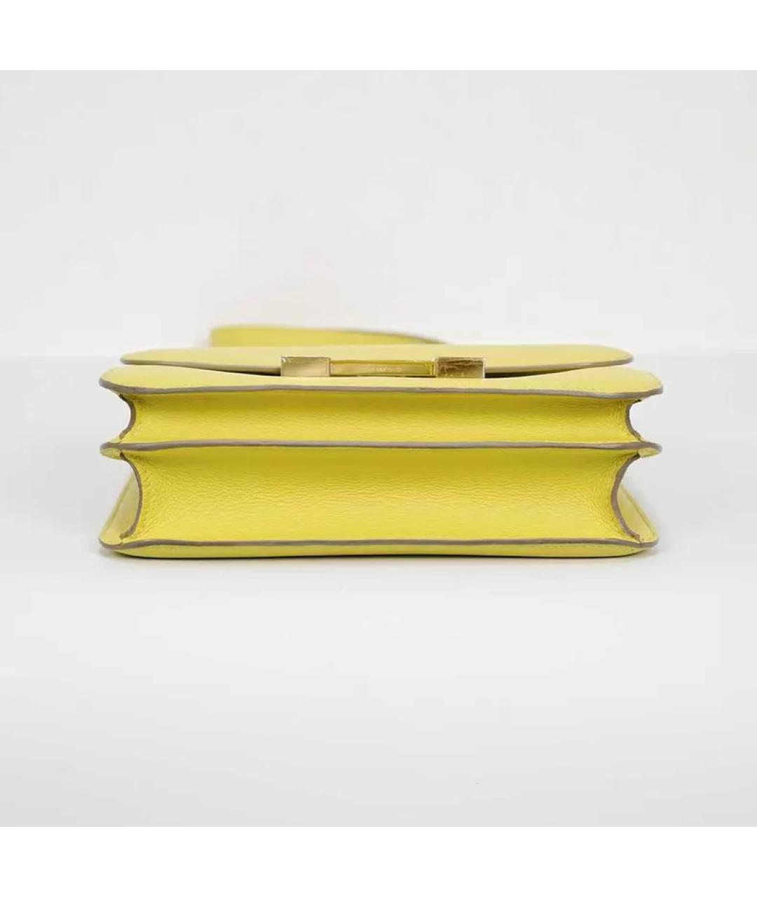 HERMES Желтая кожаная сумка через плечо, фото 7