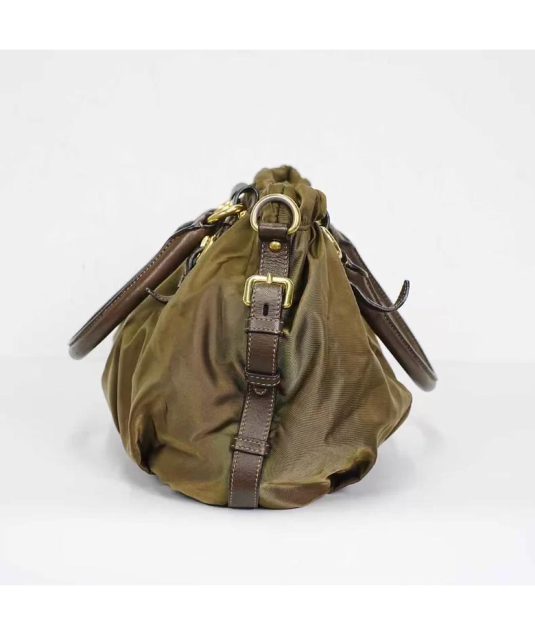 PRADA Коричневая синтетическая сумка с короткими ручками, фото 4