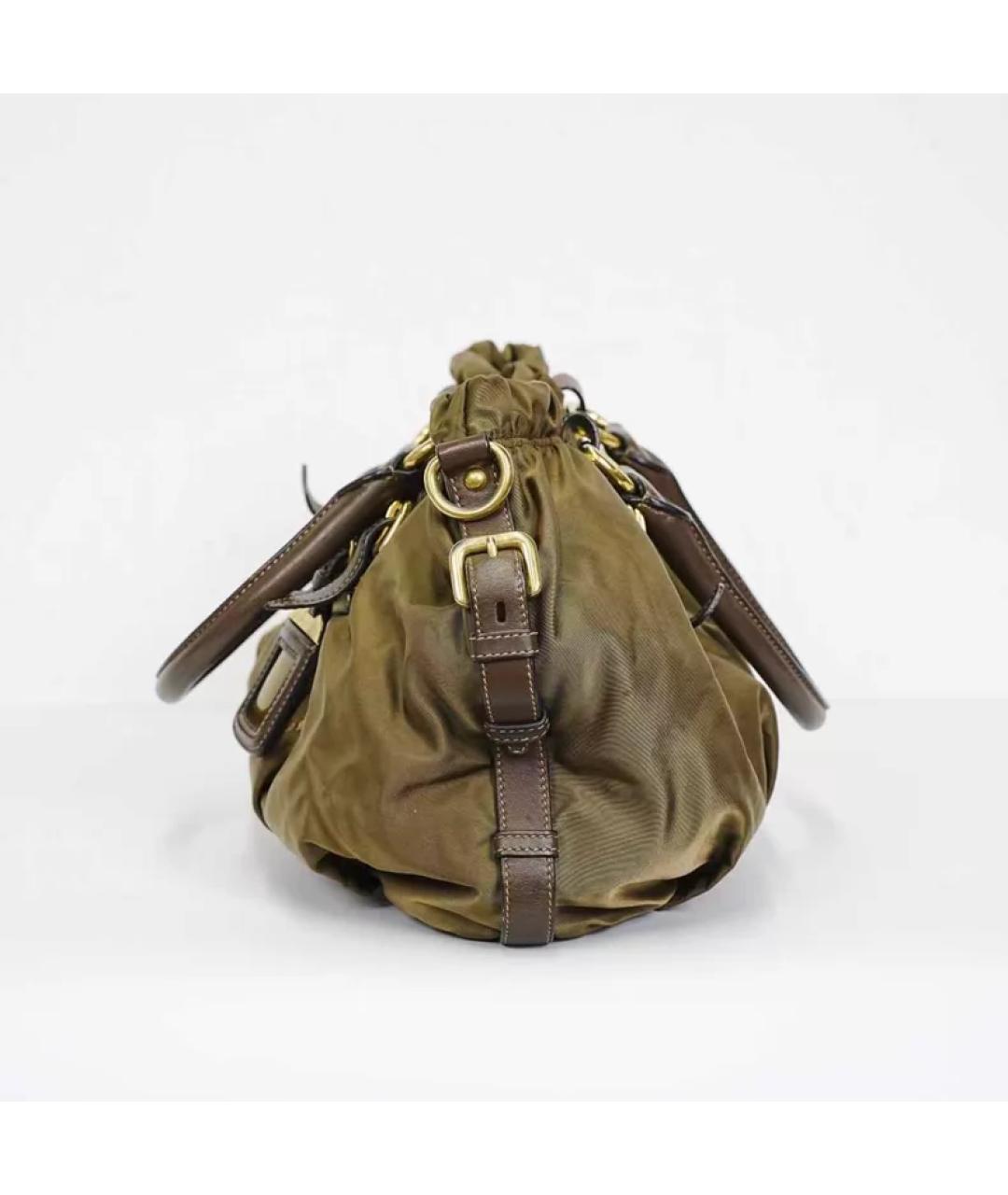 PRADA Коричневая синтетическая сумка с короткими ручками, фото 6