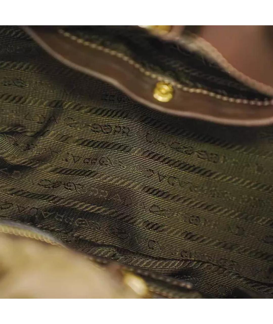 PRADA Коричневая синтетическая сумка с короткими ручками, фото 8