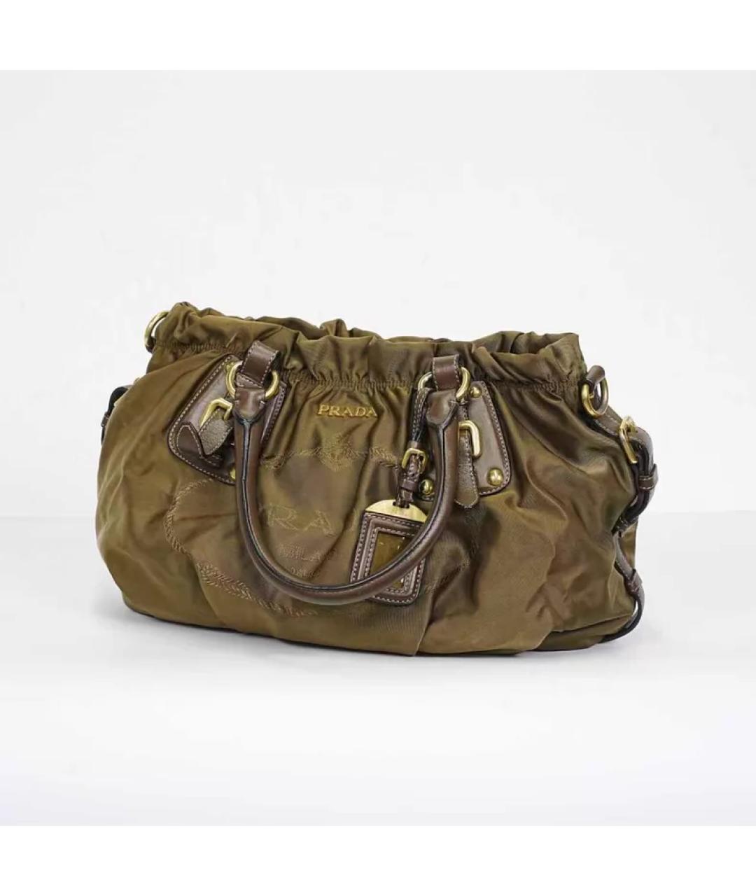 PRADA Коричневая синтетическая сумка с короткими ручками, фото 3