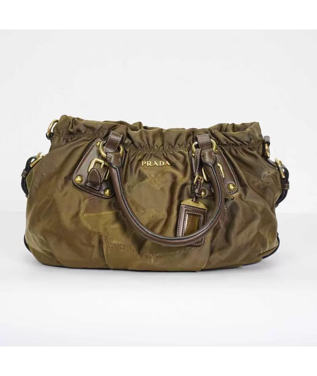 PRADA Коричневая синтетическая сумка с короткими ручками, фото 10