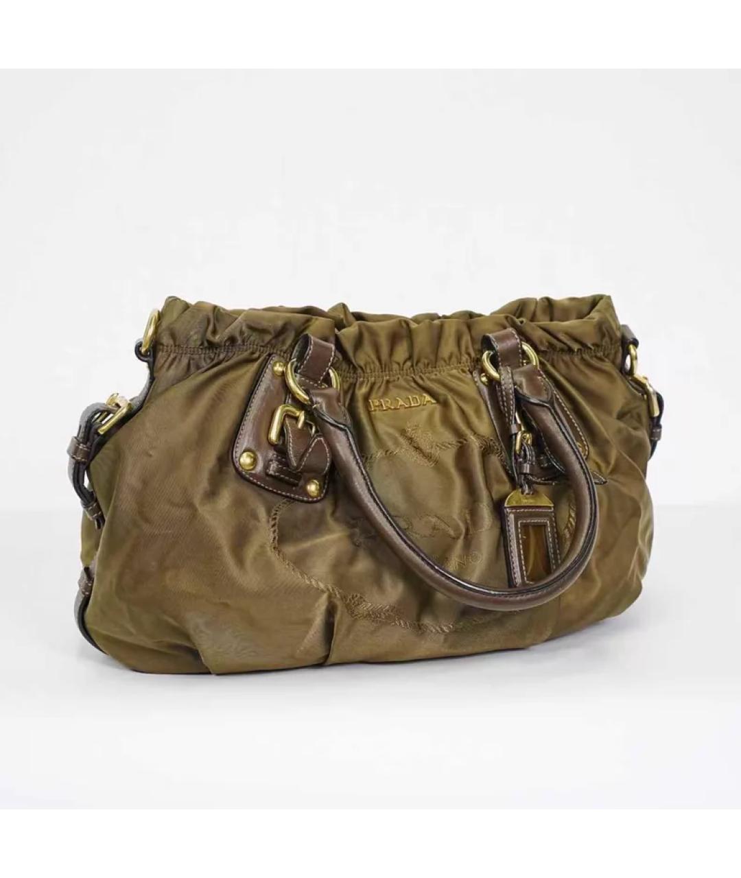 PRADA Коричневая синтетическая сумка с короткими ручками, фото 2