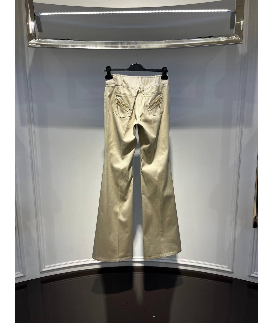 ROBERTO CAVALLI Бежевые хлопковые брюки широкие, фото 3